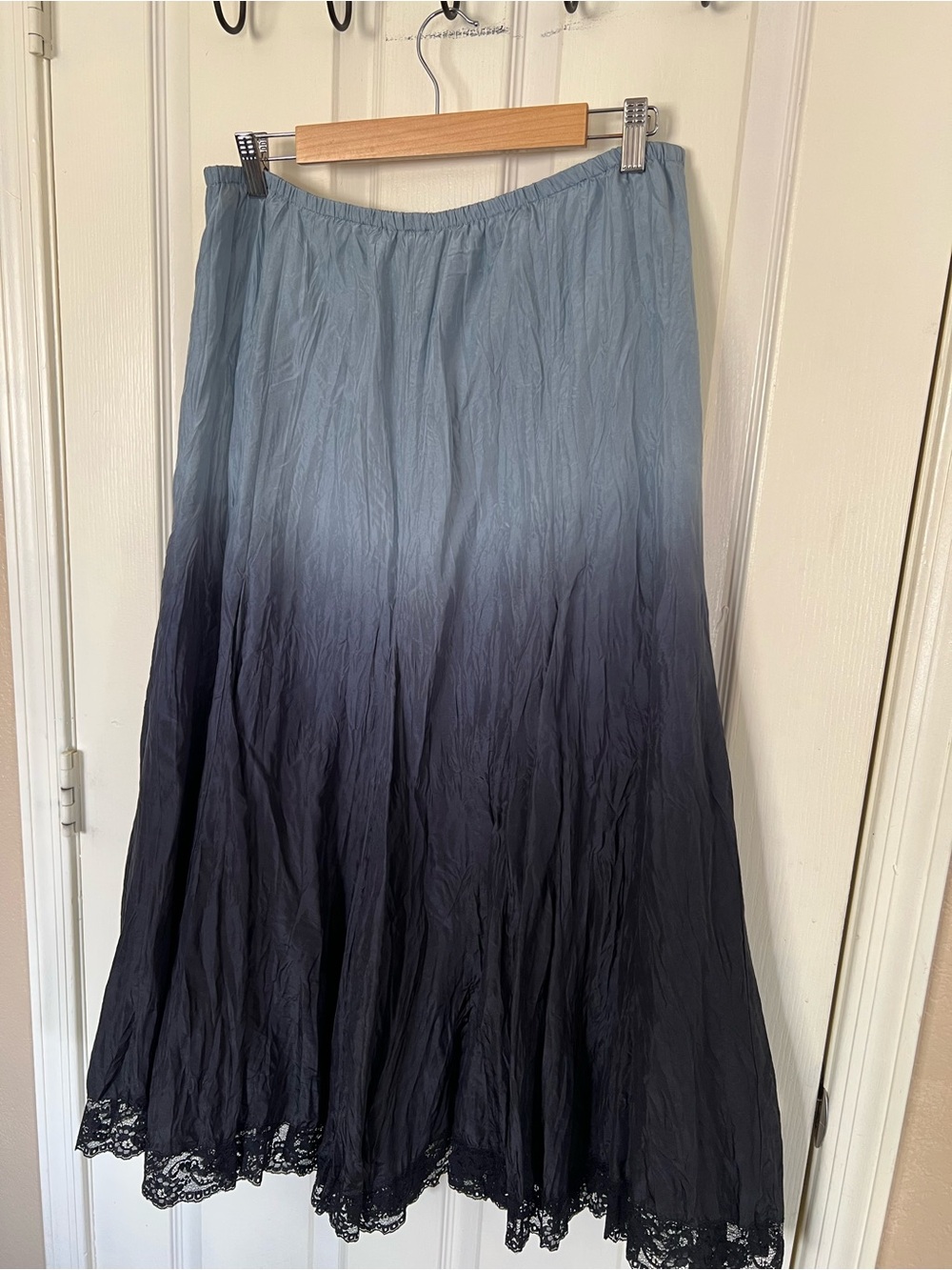 Karen Kane Petites M 100% Silk Ombré Lace Trim Maxi Skirt - Picture 9 of 9